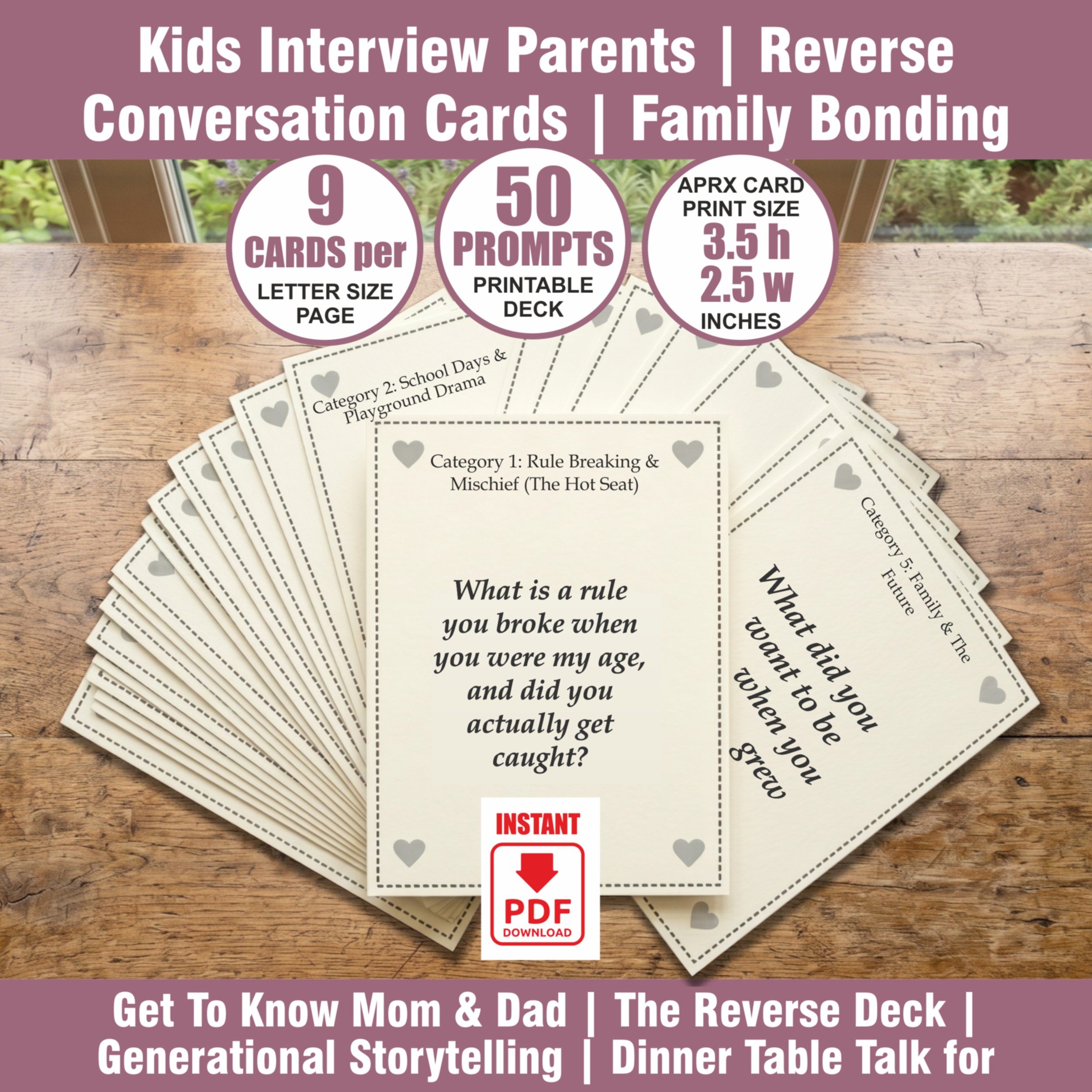 Kids Interview Parents | Reverse Conversation Cards | Family Bonding Game PDF